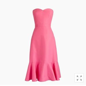 STRAPLESS RUFFLE-HEM DRESS IN FAILLE